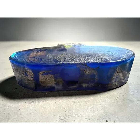 Charlie Meaker MCM Art Glass Large Blue Azurene Vase - Picture 10 of 10